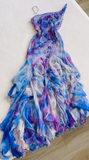 Multicolor Asymmetric Neck Sheath Chiffon Beading Long Prom Dresses Vintage Evening Gowns HZ1024